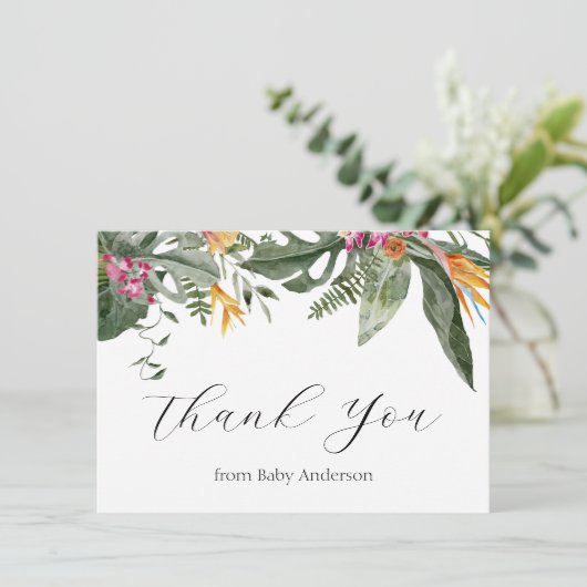 Tropical Floral Aloha Baby shower Bedankt (Staand voorkant)