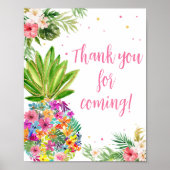 Tropical Floral Ananas Bedankt voor uw komst Poster (Voorkant)