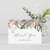 Tropical Floral Baby shower dank u Bedankkaart (Staand voorkant)