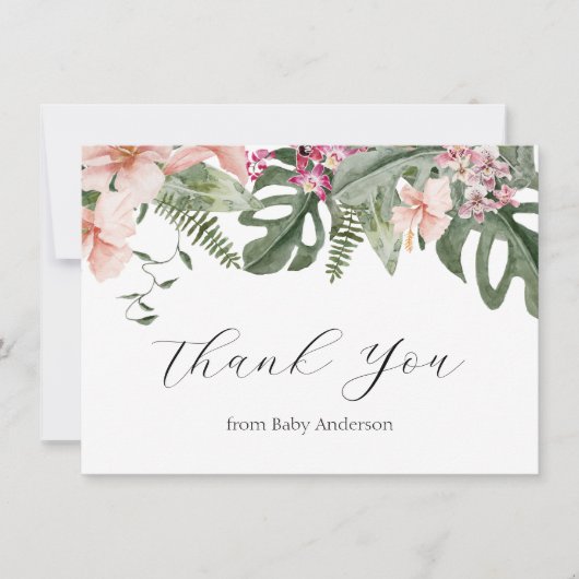 Tropical Floral Baby shower dank u Bedankkaart (Voorkant)