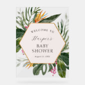 Tropical Floral Baby shower Welkom Acryl Bord (Voorkant)