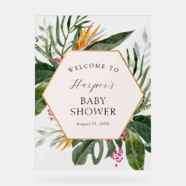 Tropical Floral Baby shower Welkom Acryl Bord