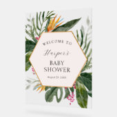 Tropical Floral Baby shower Welkom Acryl Bord (Hoek)
