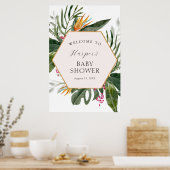 Tropical Floral Baby shower Welkom Poster (Keuken)
