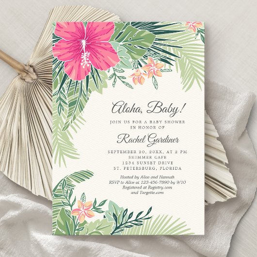 Tropical Floral Beach Baby shower Kaart