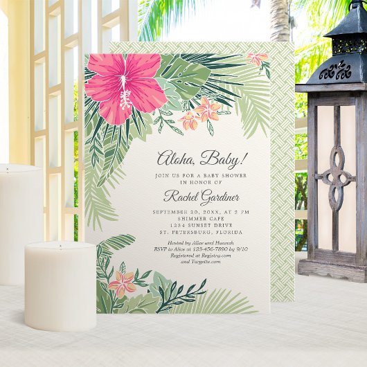 Tropical Floral Beach Baby shower Kaart