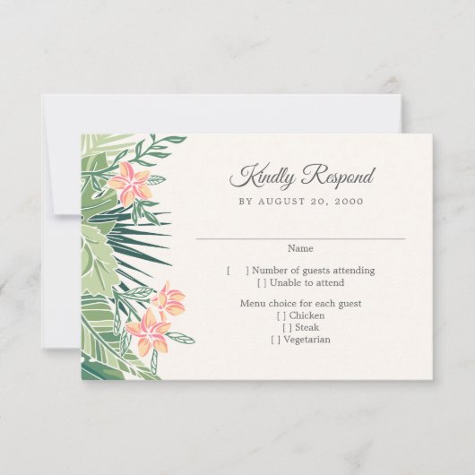 Tropical Floral Beach RSVP (Voorkant)