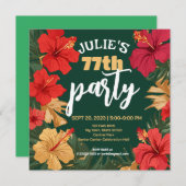 Tropical Floral Birthday nodigen  uit Kaart (Voorkant / Achterkant)