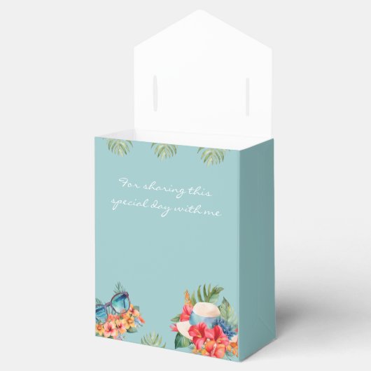 Tropical Floral Blue Beach Vrijgezellenfeest Bedankdoosjes (Geopend)