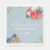 Tropical Floral Blue Beach Vrijgezellenfeest Servet (Voorkant)