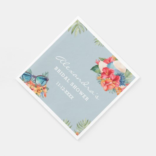 Tropical Floral Blue Beach Vrijgezellenfeest Servet (Hoek)