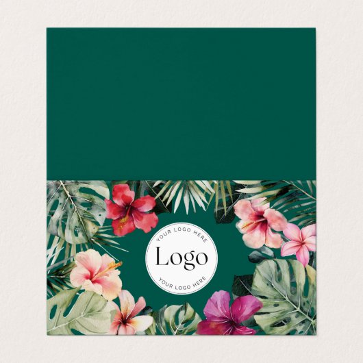 Tropical Floral Botanical Logo QR Code Folded Visitekaartje (Buitenkant ongevouwen)