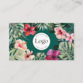 Tropical Floral Botanical Logo QR Code Visitekaartje (Voorkant)