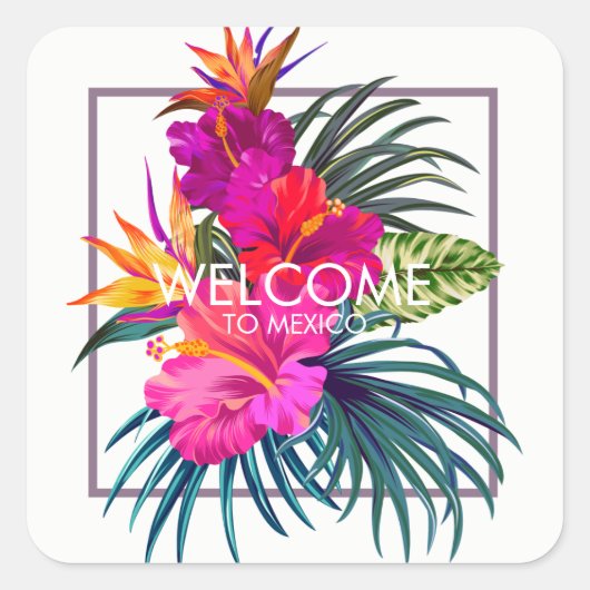 Tropical Floral Bouquet Welkom Sticker (Voorkant)