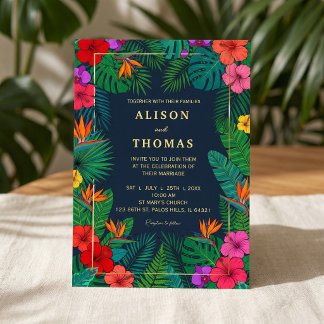 Tropical Floral Design | Hibiscus & Greenery Kaart