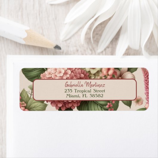 Tropical Floral en Papaya Retouradres Etiket (Insitu)