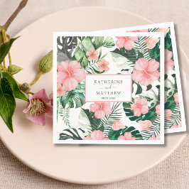 Tropical Floral Exotic Palm Leaf Beach wedding Servet