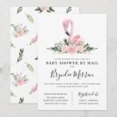 Tropical Floral Flamingo Baby shower per post Kaart (Voorkant / Achterkant)