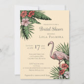 Tropical Floral Flamingo Geel Vrijgezellenfeest Kaart (Voorkant)