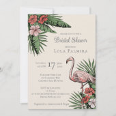Tropical Floral Flamingo Ivory Vrijgezellenfeest Kaart (Voorkant)