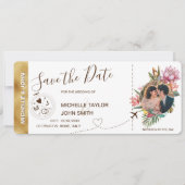 Tropical Floral Foto Boarding Pass Wereldkaart Kaart (Voorkant)