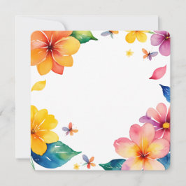 Tropical Floral Frame Watercolor PNG Background Kaart
