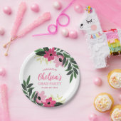 Tropical Floral gepersonaliseerd Afstudeerder Part Papieren Bordje (Feest)