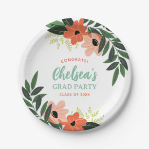 Tropical Floral gepersonaliseerd Afstudeerder Part Papieren Bordje