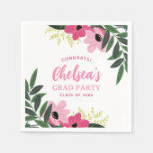 Tropical Floral gepersonaliseerd Afstudeerder Part Servet (Voorkant)