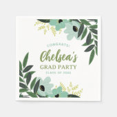 Tropical Floral gepersonaliseerd Afstudeerder Part Servet (Voorkant)