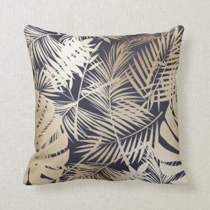 Tropical Floral Gold en Navy Blue Kussen
