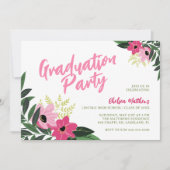 Tropical Floral Graduation Party Uitnodiging (Voorkant)