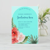 Tropical Floral Graduation Party Uitnodiging (Staand voorkant)