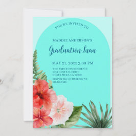 Tropical Floral Graduation Party Uitnodiging