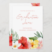 Tropical Floral Graduation Party Uitnodiging (Voorkant / Achterkant)