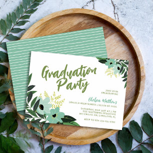 Tropical Floral Graduation Party Uitnodiging