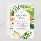 Tropical Floral Graduation Party Uitnodiging (Voorkant)