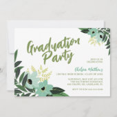 Tropical Floral Graduation Party Uitnodiging (Voorkant)