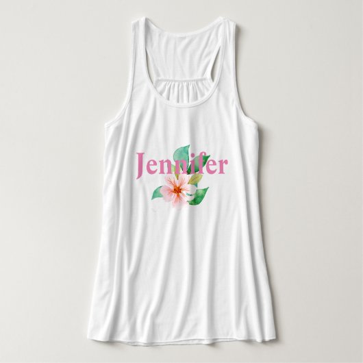 Tropical Floral Greenery Voeg Jouw namen toe Tanktop (Design voorkant)