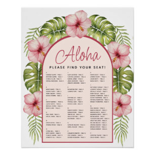 Tropical Floral Hawaii Alfabetische Zitkaart Perfect Poster
