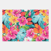 Tropical Floral Hibiscus Plumeria Pattern Design Inpakpapier Vel (Voorkant 3)