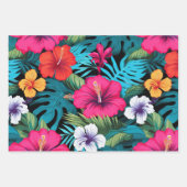 Tropical Floral Hibiscus Plumeria Pattern Design Inpakpapier Vel (Voorkant 2)