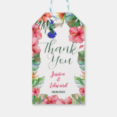 Tropical Floral Hibiscus Waterverf Dank u Cadeaulabel (Achterkant)