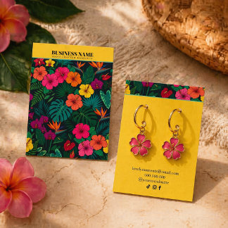 Tropical Floral Jewelry |Elegant Yellow Background Visitekaartje