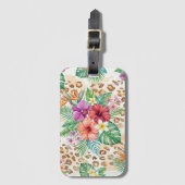 Tropical Floral Leopard Print Pattern Bagagelabel (Voorkant (verticaal))