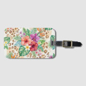 Tropical Floral Leopard Print Pattern Bagagelabel (Voorkant (horizontaal))