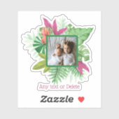 Tropical Floral Lijst Custom Foto en Tekst Sticker (Vel)