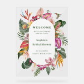 Tropical Floral Lijst Vrijgezellenfeest Welkom Acryl Bord (Voorkant)