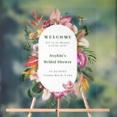 Tropical Floral Lijst Vrijgezellenfeest Welkom Acryl Bord (Neutraal)