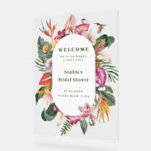 Tropical Floral Lijst Vrijgezellenfeest Welkom Acryl Bord (Hoek)
